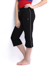 SDL by Sweet Dreams Women Black Lounge Capris F-LLC-1153A