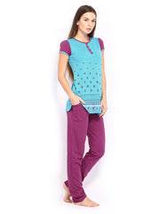 SDL by Sweet Dreams Women Blue &amp; Purple Lounge Set 239774