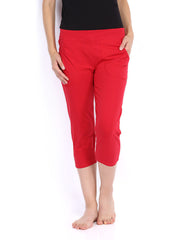 SDL by Sweet Dreams Women Red Lounge Capris F-LAC-3150A