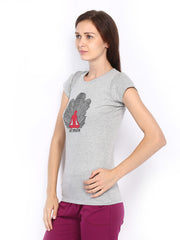 SDL by Sweet Dreams Women Grey Printed Lounge T-shirt F-LAT-2008