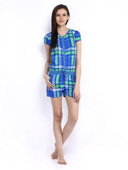 SDL by Sweet Dreams Blue &amp; Green Checked Playsuit 211114