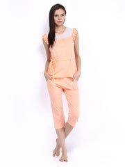 SDL by Sweet Dreams Women Peach Coloured Lounge Set 216814