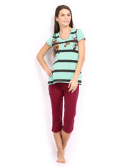 SDL by Sweet Dreams Women Green &amp; Maroon Lounge Set 236574