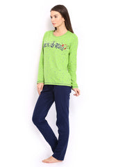 SDL by Sweet Dreams Women Green &amp; Navy Lounge Set F-SDL-FP-303