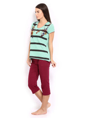 SDL by Sweet Dreams Women Green &amp; Maroon Lounge Set 236574