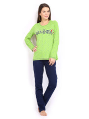 SDL by Sweet Dreams Women Green &amp; Navy Lounge Set F-SDL-FP-303