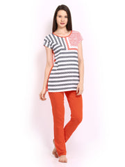 SDL by Sweet Dreams Women White &amp; Orange Lounge Set  241174