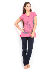 SDL by Sweet Dreams Women Pink &amp; Navy Lounge Set 241674