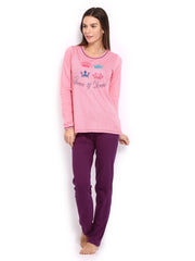SDL by Sweet Dreams Women Pink &amp; Purple Lounge Set F-SDL-FP-301