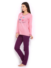 SDL by Sweet Dreams Women Pink &amp; Purple Lounge Set F-SDL-FP-301