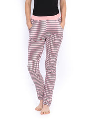 SDL by Sweet Dreams Women Pink &amp; White Lounge Pants F-LLP-1135