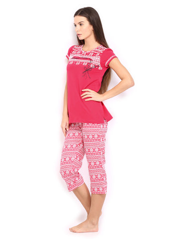 SDL by Sweet Dreams Women Pink Printed Lounge Set 235974