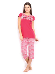 SDL by Sweet Dreams Women Pink Printed Lounge Set 235974