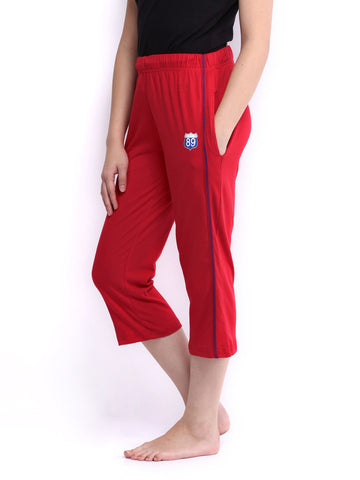 SDL by Sweet Dreams Women Red Lounge Capris F-LLC-1154B-SPICY RED