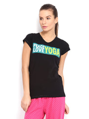 SDL by Sweet Dreams Women Black Printed Lounge Top F-LAT-2007