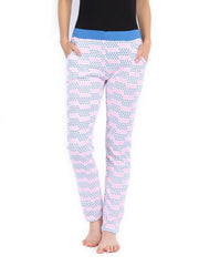 SDL by Sweet Dreams Women White &amp; Blue Lounge Pants F-LLP-1129