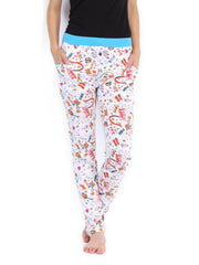 SDL by Sweet Dreams Women White Printed Lounge Pants F-LLP-1132
