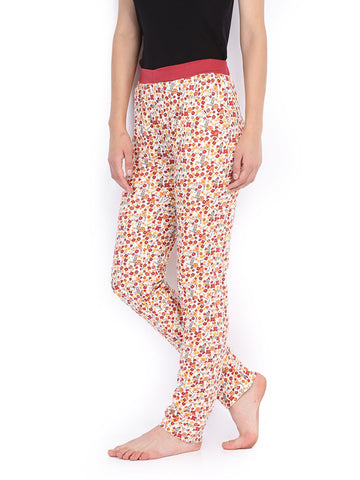 SDL by Sweet Dreams Women White Printed Lounge Pants F-LLP-1125