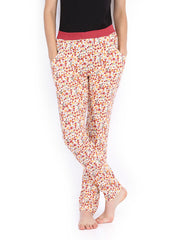 SDL by Sweet Dreams Women White Printed Lounge Pants F-LLP-1125