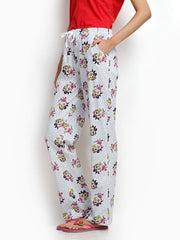 SDL by Sweet Dreams Women White Printed Lounge Pants F-LLP-1113