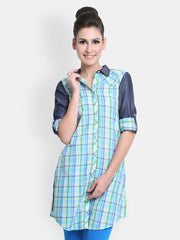 SIA Fashion Women Blue Checked Kurta