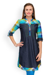 SIA Fashion Women Blue Checked Kurta