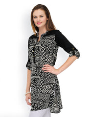 SIA Fashion Women Black &amp; White Printed Kurta