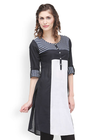 SIA Fashion Women Black &amp; White Printed Kurta