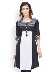 SIA Fashion Women Black &amp; White Printed Kurta