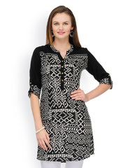 SIA Fashion Women Black &amp; White Printed Kurta