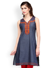 SIA Fashion Blue Embroidered Kurta