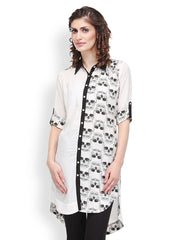 SIA Fashion Women White &amp; Black Printed Kurta