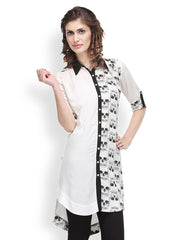 SIA Fashion Women White &amp; Black Printed Kurta