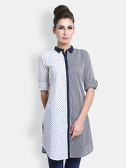 SIA Fashion Women Navy &amp; White Printed Kurta