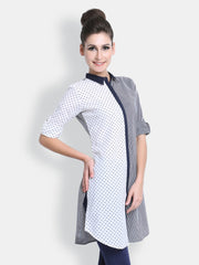 SIA Fashion Women Navy &amp; White Printed Kurta