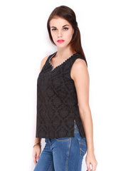 SPANDANA Women Black &amp; Grey Printed Kurti