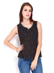 SPANDANA Women Black &amp; Grey Printed Kurti
