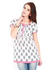 SPANDANA Women White Printed Kurti