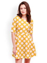 STREET 9 Yellow &amp; White Polka Dot Print Skater Dress
