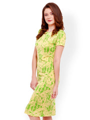 STREET 9 Green &amp; Yellow Printed Sheath Dress