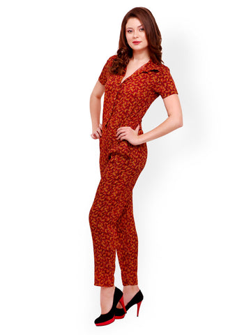 STREET 9 Women Red &amp; Yellow Printed Jumpsuit