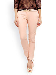 STREET 9 Women Peach-Coloured Slim-Fit Trousers