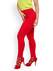 STREET 9 Women Red Ponte Slim-Fit Trousers
