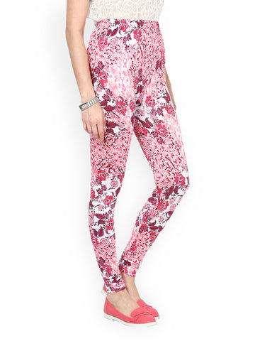 Sakhi Sang Women Pink &amp; Red Printed Leggings