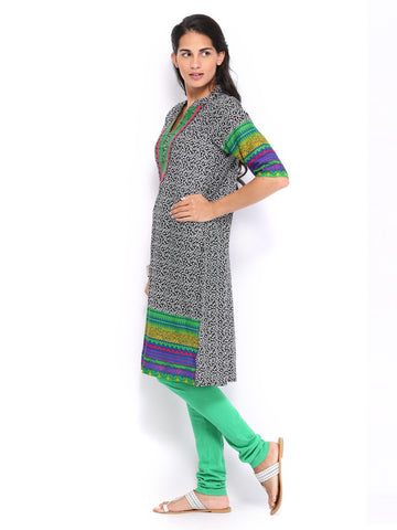 Sattyaa Women Black &amp; White Printed Kurta