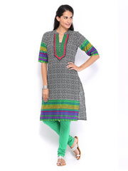 Sattyaa Women Black &amp; White Printed Kurta