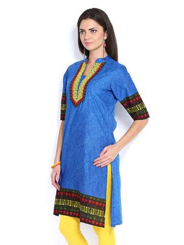 Sattyaa Women Blue Printed Kurta