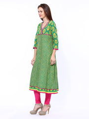 Sattyaa Women Green Printed Anarkali Kurta