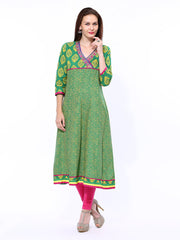 Sattyaa Women Green Printed Anarkali Kurta