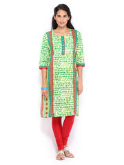 Sattyaa Women Green Printed Kurta
